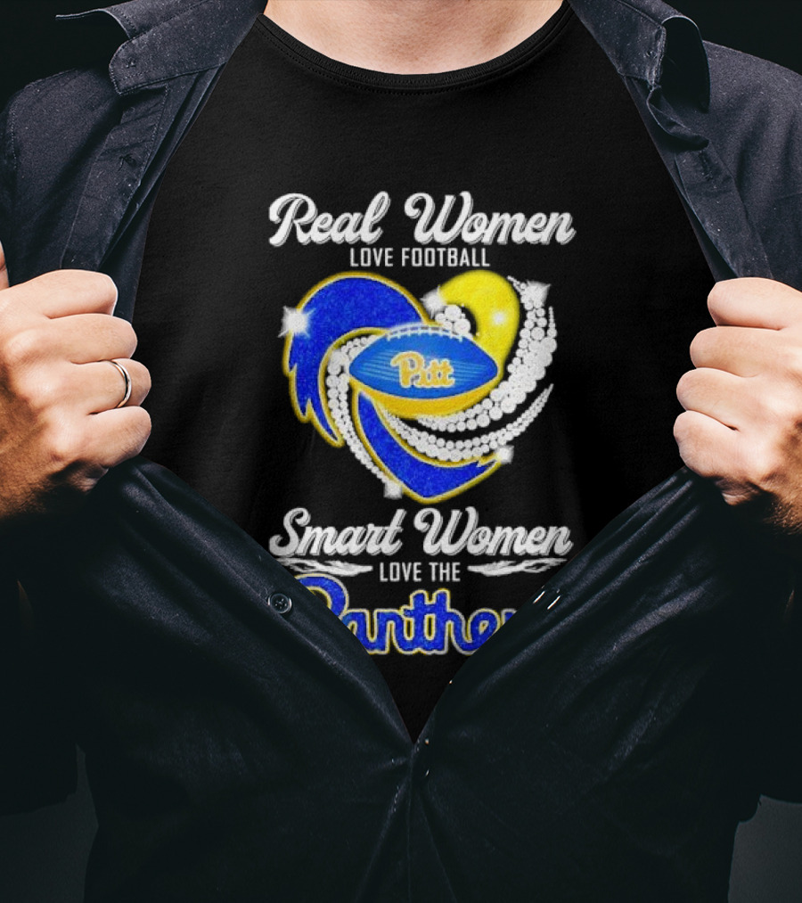 Real Women Love Football Smart Women Love Pitt Panthers T-Shirt