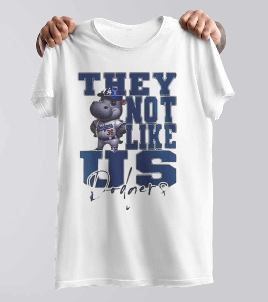 THEY NOT LIKE US Dodgers Moo Deng X Los Angeles Dodgers T-Shirt
