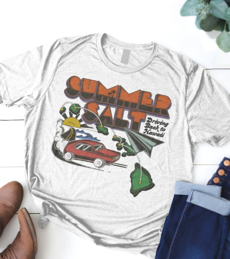 Summer Salt Driving Back To Hawaii Paper Airplane Car Island Tour T-Shirt