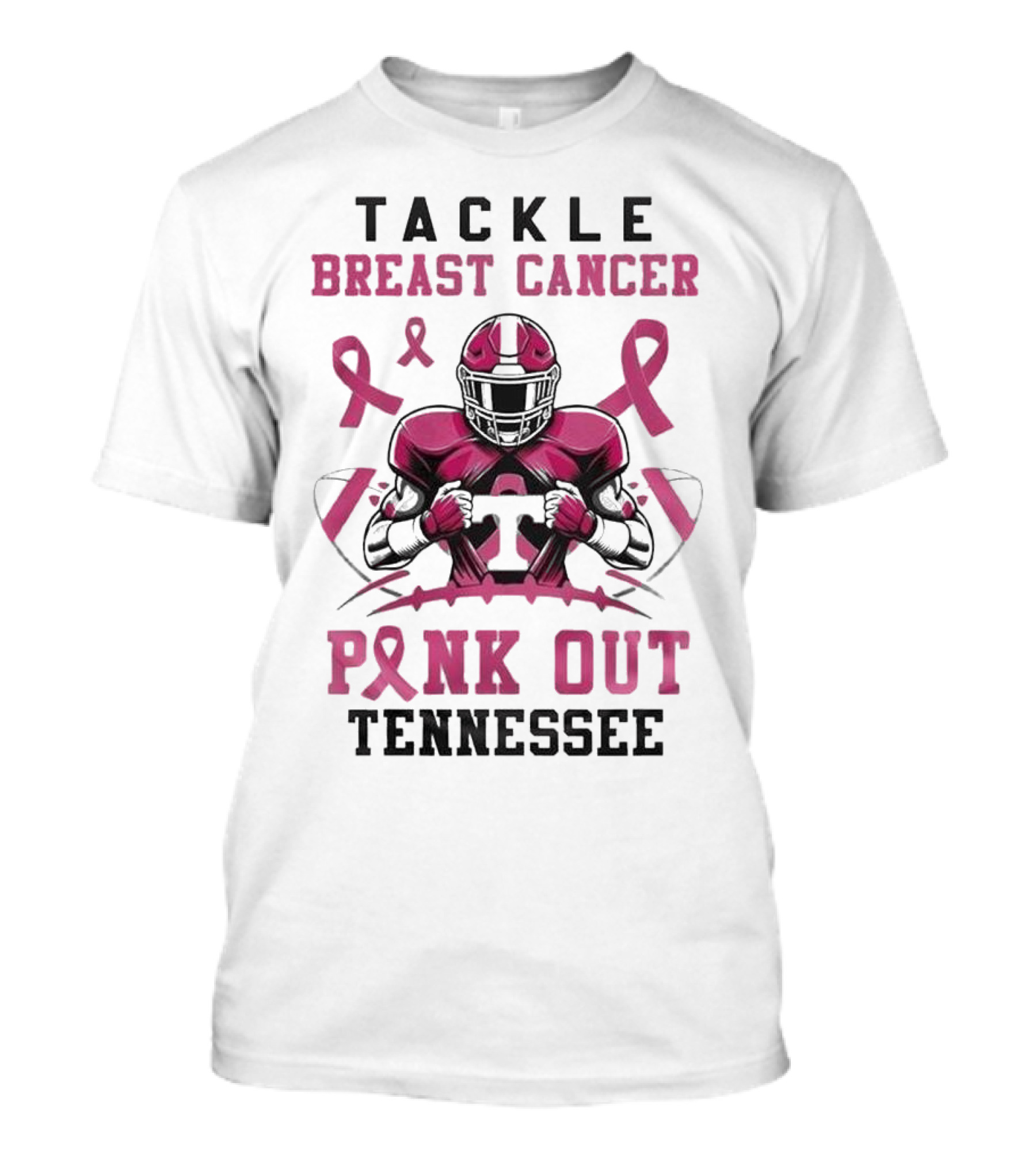 Tackle Breast Cancer Pink Out Tennessee Football T-Shirt