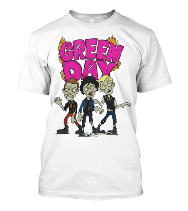 Green Day Zombie Band Cartoon Characters T-Shirt