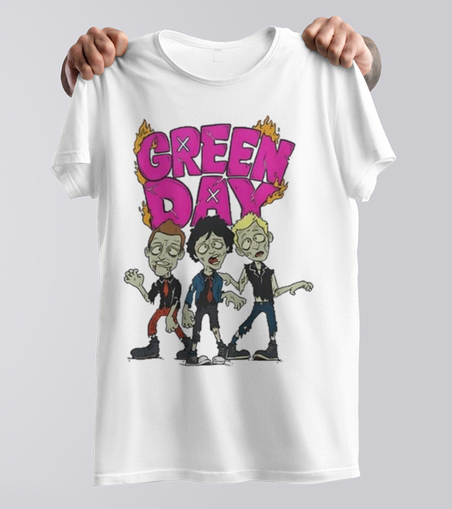 Green Day Zombie Band Cartoon Characters T-Shirt