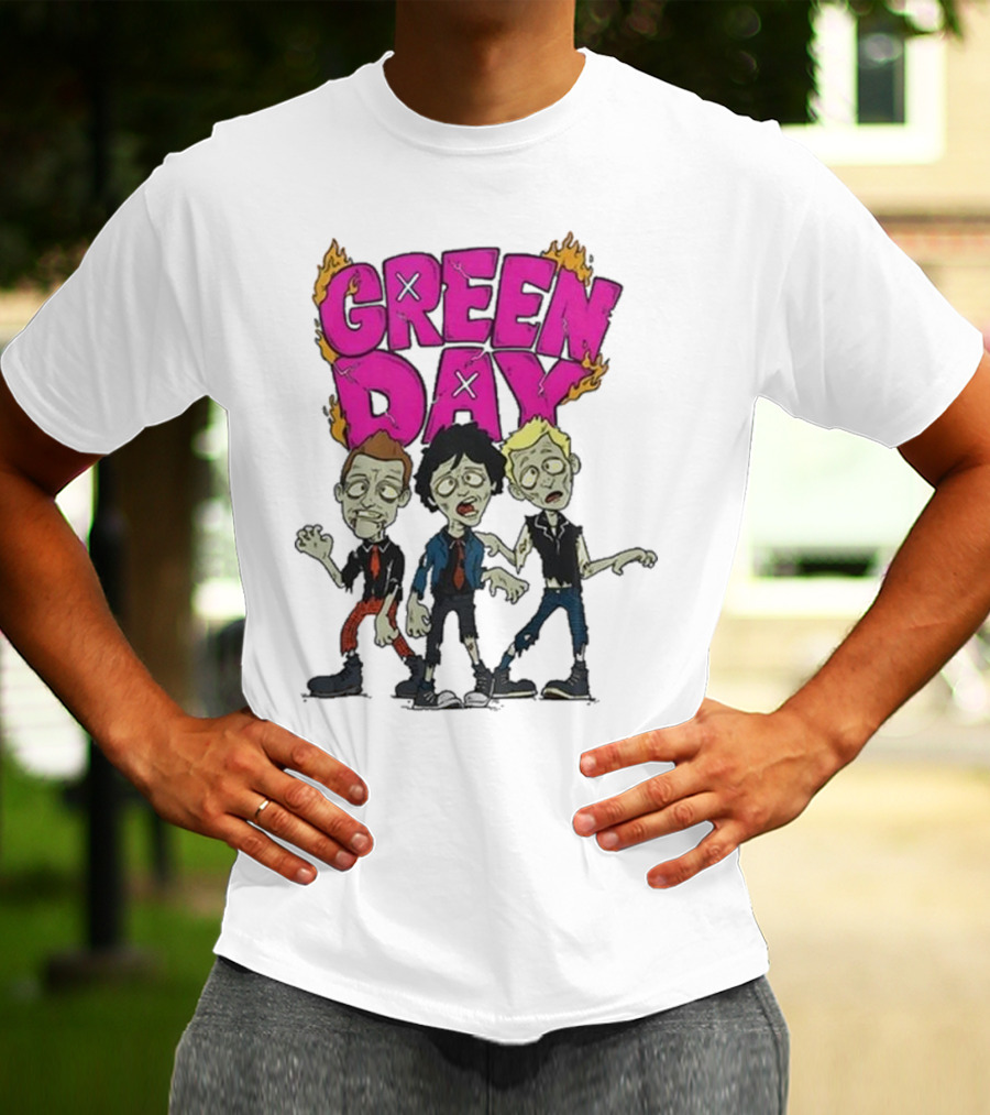Green Day Zombie Band Cartoon Characters T-Shirt