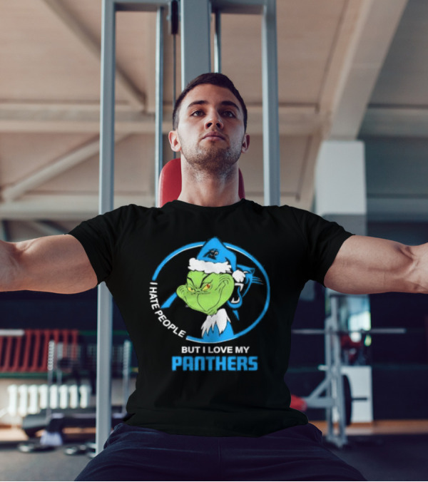 Carolina Panthers Christmas Grinch I Hate People But Love My Panthers T-Shirt