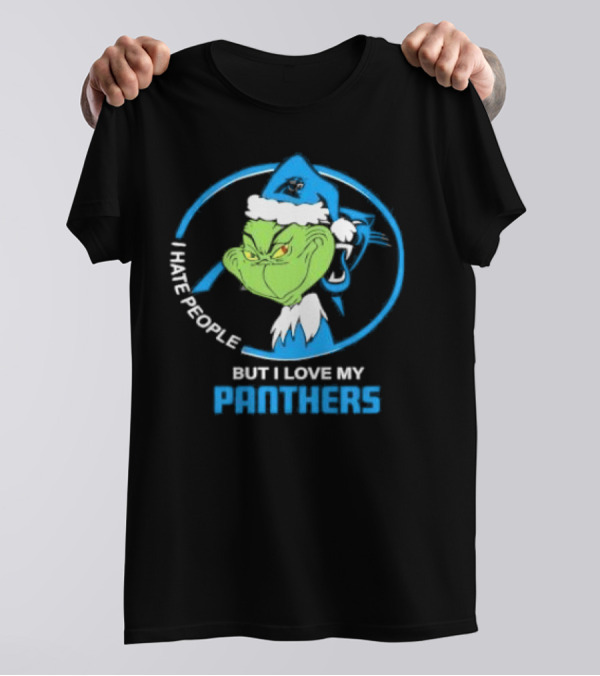 Carolina Panthers Christmas Grinch I Hate People But Love My Panthers T-Shirt