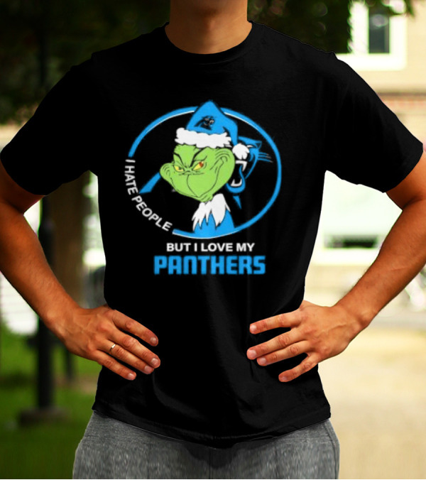 Carolina Panthers Christmas Grinch I Hate People But Love My Panthers T-Shirt