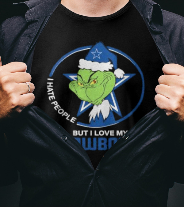 Dallas Cowboys Christmas Grinch I Hate People But I Love My Cowboys T-Shirt