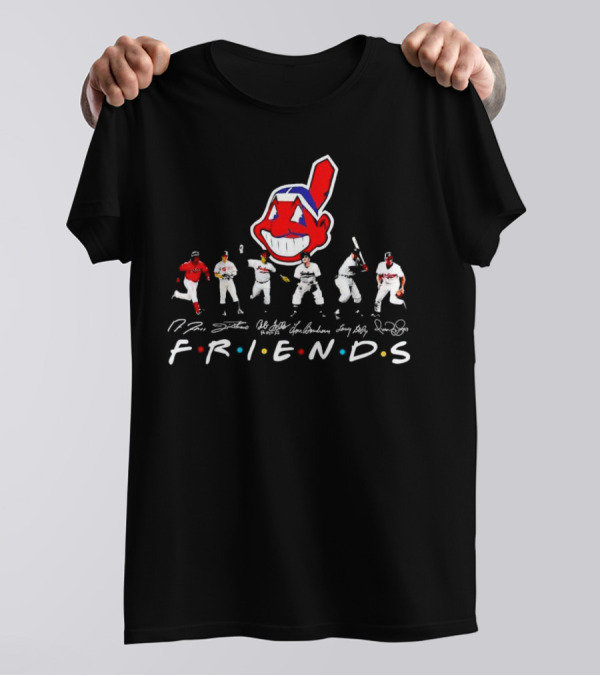 Friends Cleveland Guardians Chief Wahoo Players Signatures T-Shirt