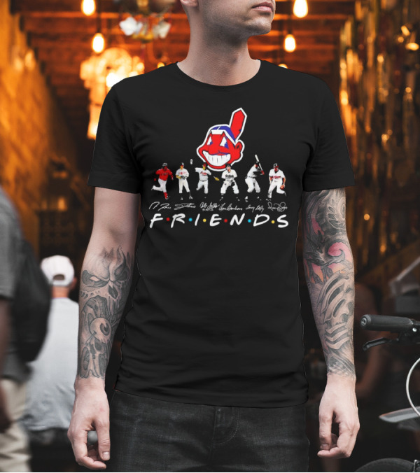 Friends Cleveland Guardians Chief Wahoo Players Signatures T-Shirt