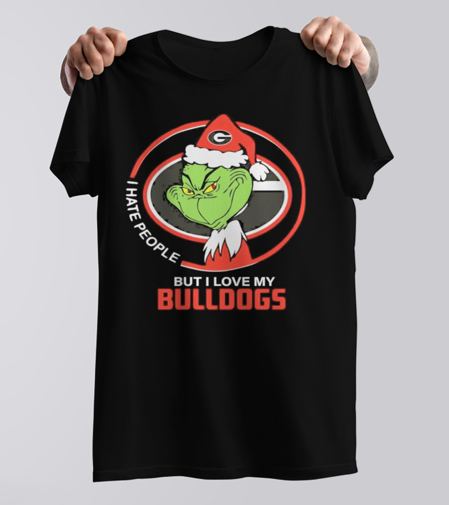 Georgia Bulldogs Christmas Grinch I Hate People But I Love My Bulldogs T-Shirt