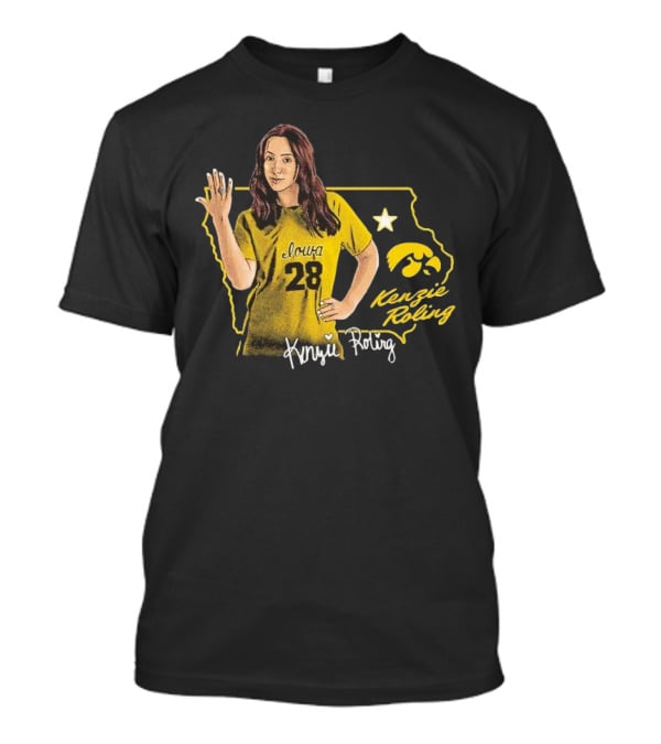 Iowa Kenzie Roling 28 Hawkeyes Cartoon Player T-Shirt