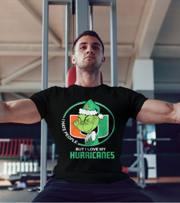 Miami Hurricanes Grinch I Hate People But I Love My Hurricanes 2024 Christmas T-Shirt