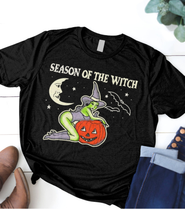 SEASON OF THE WITCH HALLOWEEN MOON BAT PUMPKIN T-Shirt