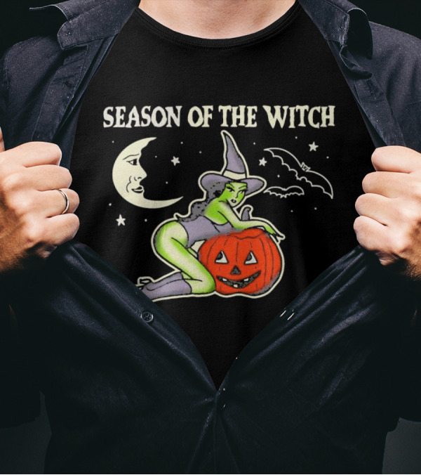 SEASON OF THE WITCH HALLOWEEN MOON BAT PUMPKIN T-Shirt