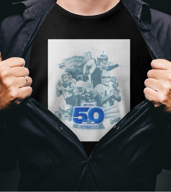Seattle Seahawks Est 1976 50 Seasons Legends Football Helmets Quarterbacks T-Shirt
