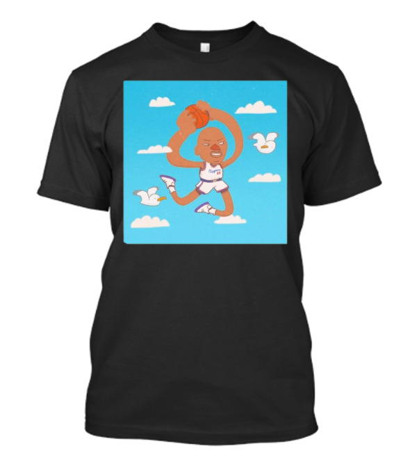 Sky Jones Dunking Los Angeles Clippers Clouds Seagulls T-Shirt
