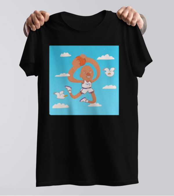 Sky Jones Dunking Los Angeles Clippers Clouds Seagulls T-Shirt