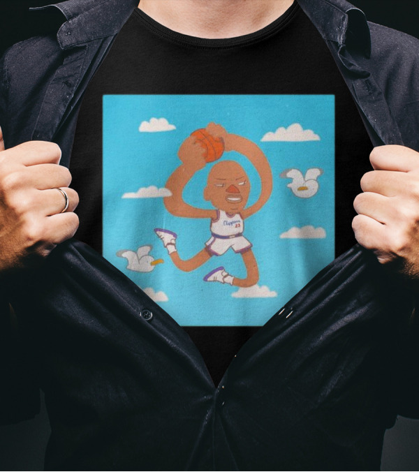 Sky Jones Dunking Los Angeles Clippers Clouds Seagulls T-Shirt