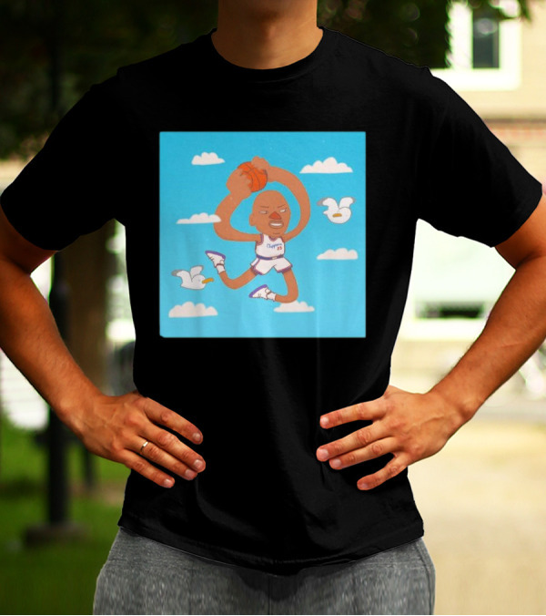 Sky Jones Dunking Los Angeles Clippers Clouds Seagulls T-Shirt