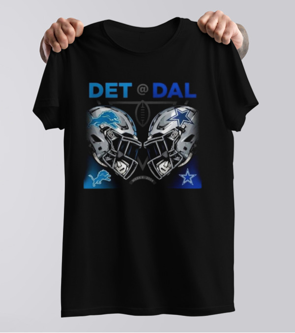 Detroit Lions At Dallas Cowboys Week 6 2024 NFL Matchup Helmets Showdown T-Shirt