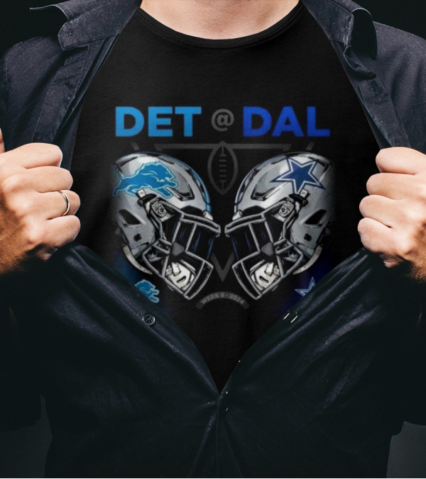 Detroit Lions At Dallas Cowboys Week 6 2024 NFL Matchup Helmets Showdown T-Shirt