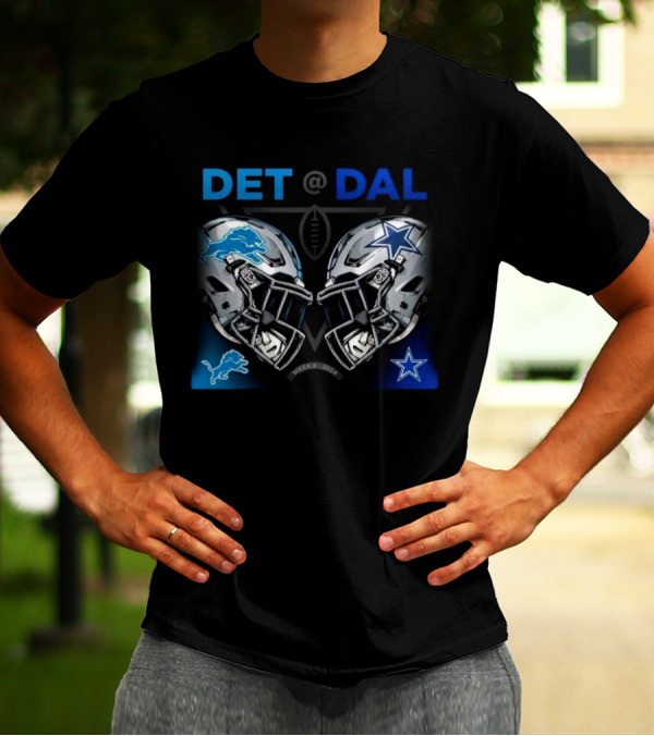 Detroit Lions At Dallas Cowboys Week 6 2024 NFL Matchup Helmets Showdown T-Shirt