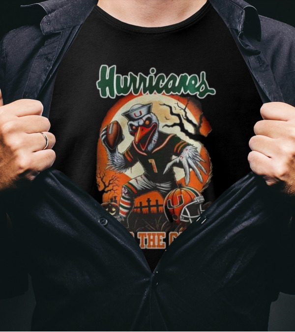 Hurricanes Fear The Canes Halloween Football Scene T-Shirt