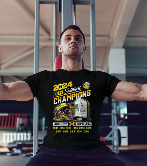 Michigan Wolverines 2024 Big Softball Champions Big Ten Conference Trophy Helmets 1995-2024 T-Shirt
