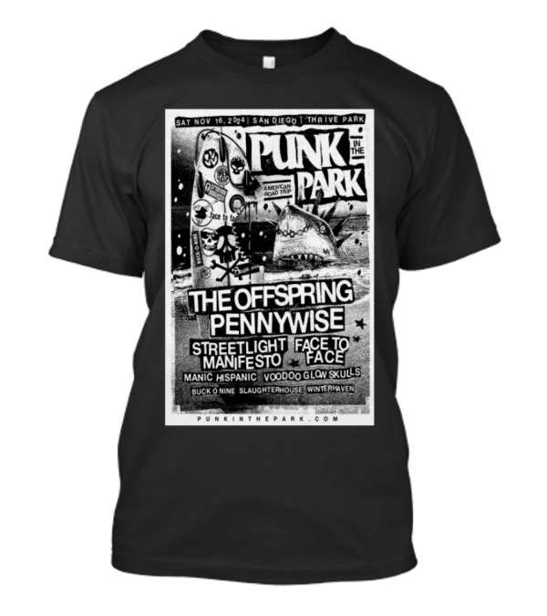 Punk In The Park San Diego Nov 16 2024 The Offspring Pennywise Streetlight Manifesto Thrive Park T-Shirt