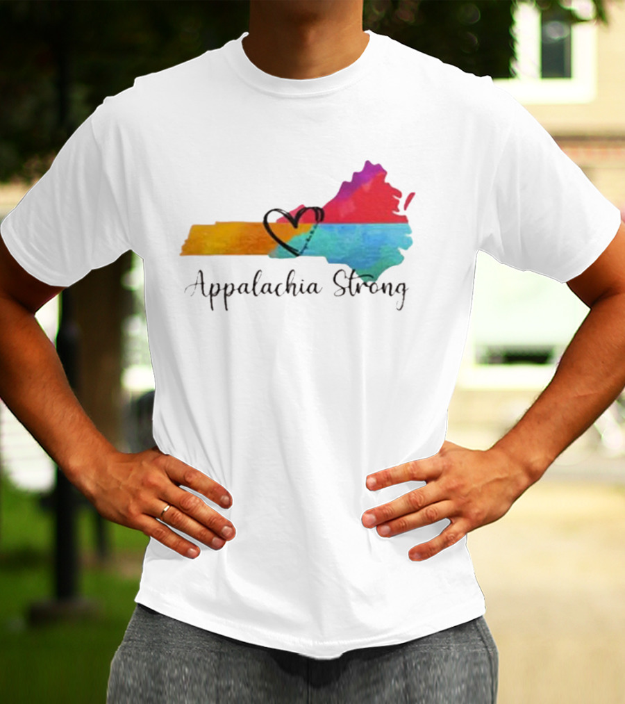 Appalachia Strong Heart Map Hurricane Helene Print T-Shirt