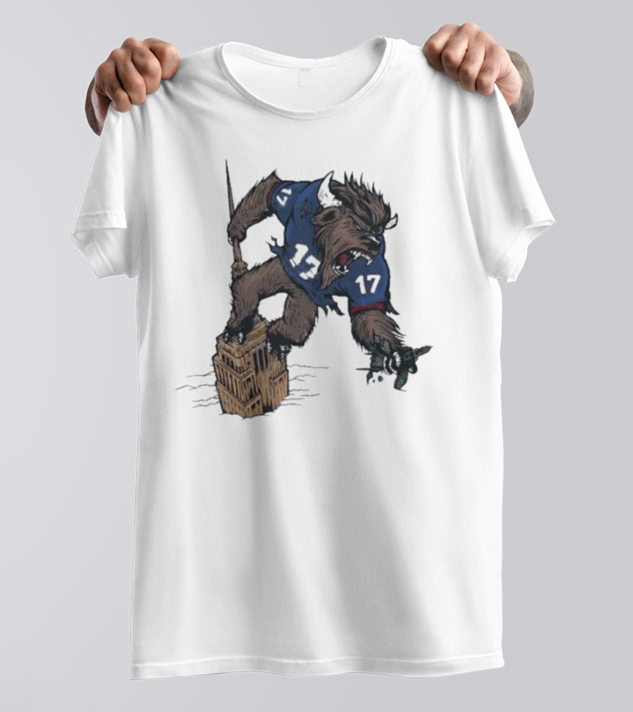 Buffalo Bills King Of New York Mascot Towering Beast Number 17 T-Shirt