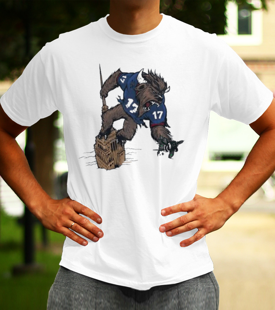 Buffalo Bills King Of New York Mascot Towering Beast Number 17 T-Shirt
