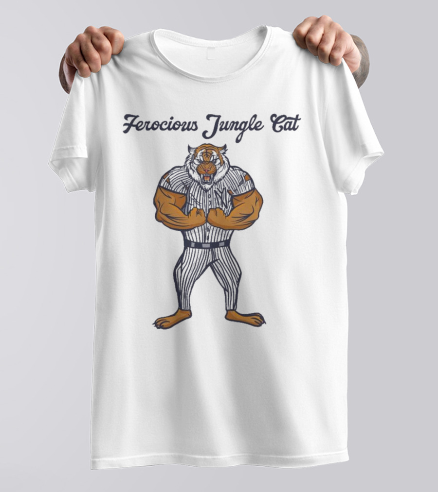 Ferocious Jungle Cat Yankees Tiger Mascot T-Shirt