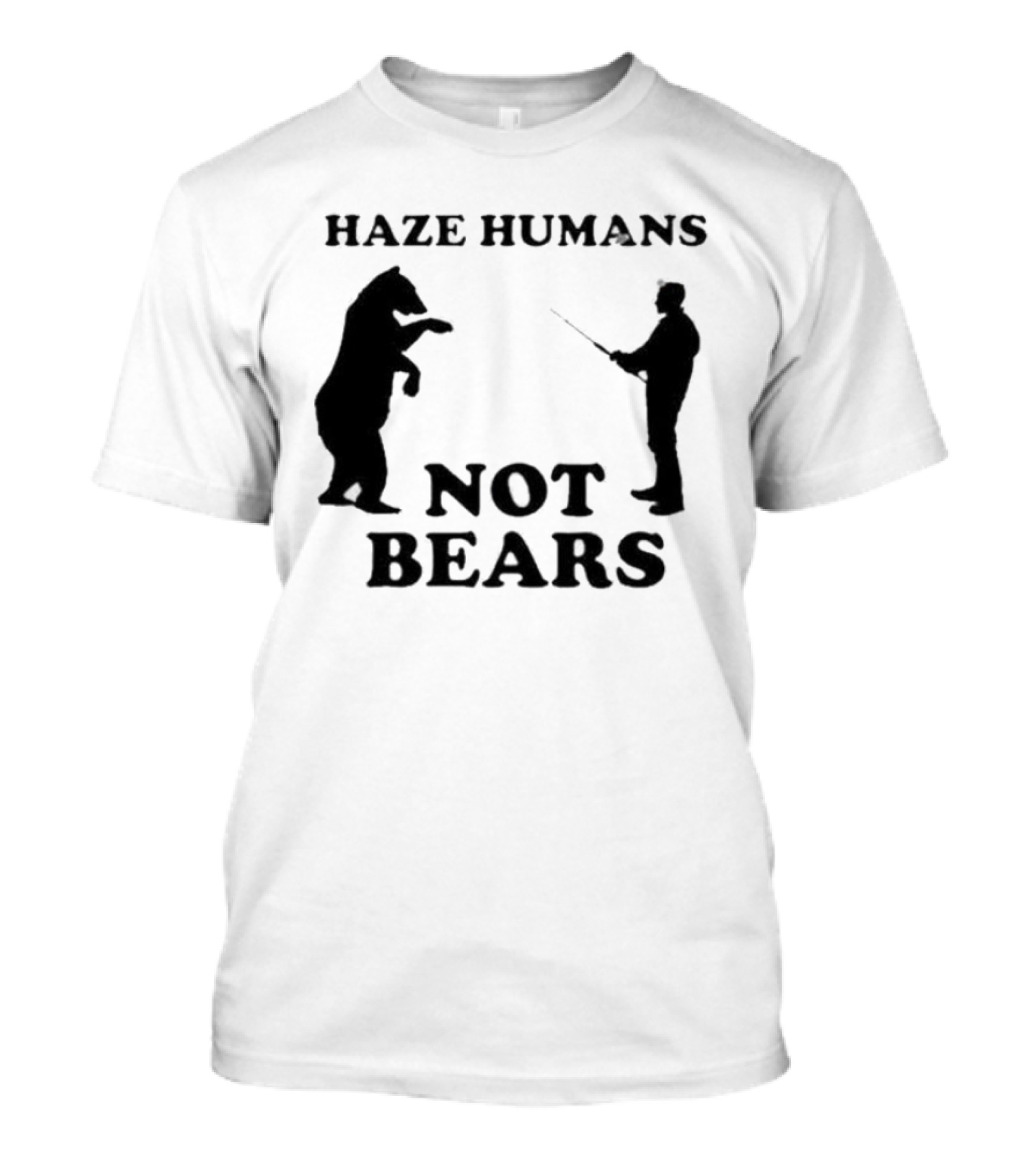 Haze Humans Not Bears Silhouette Of Person And Bear Confrontation T-Shirt