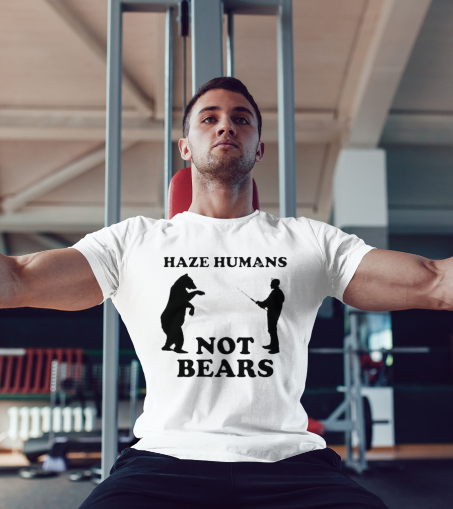 Haze Humans Not Bears Silhouette Of Person And Bear Confrontation T-Shirt