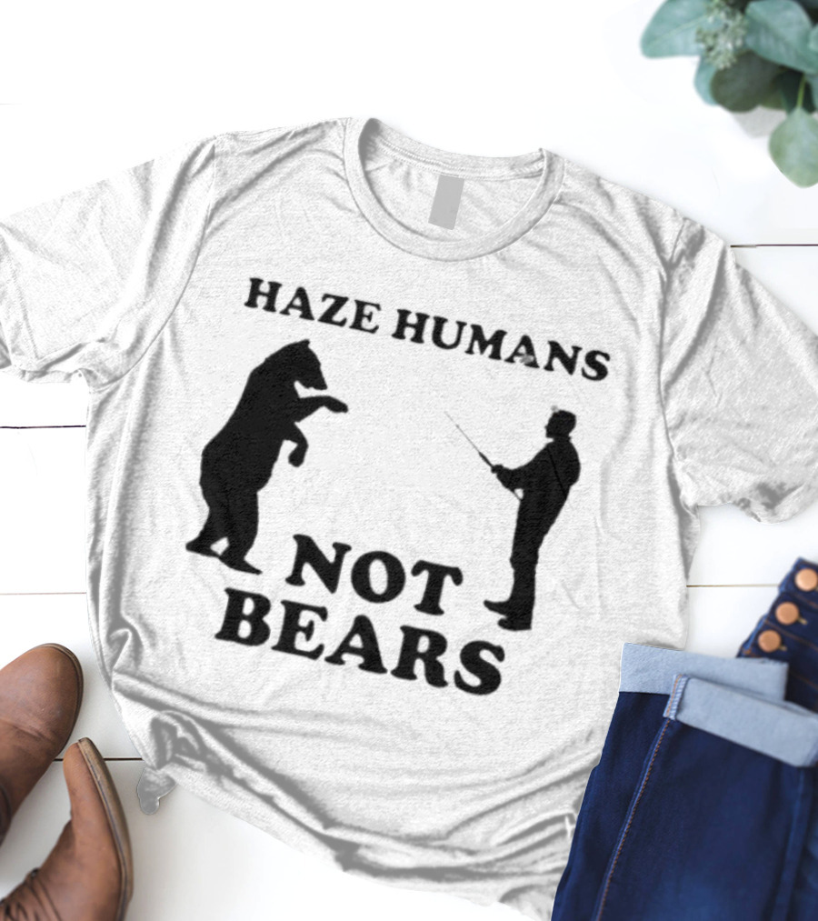 Haze Humans Not Bears Silhouette Of Person And Bear Confrontation T-Shirt