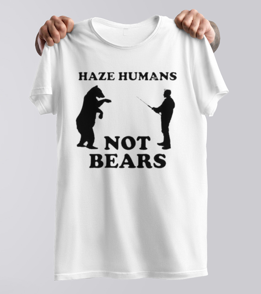 Haze Humans Not Bears Silhouette Of Person And Bear Confrontation T-Shirt