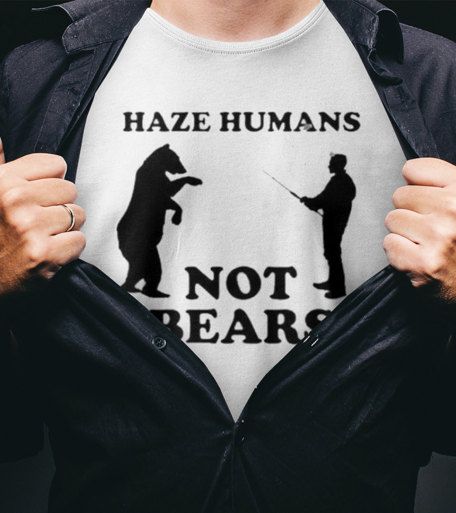 Haze Humans Not Bears Silhouette Of Person And Bear Confrontation T-Shirt