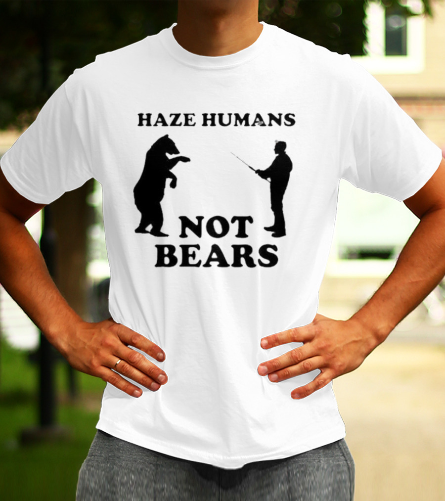 Haze Humans Not Bears Silhouette Of Person And Bear Confrontation T-Shirt