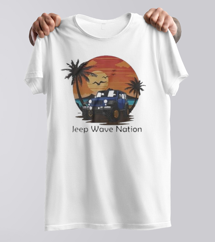 Jeep Wave Nation Vintage Sunset Adventure Scene T-Shirt
