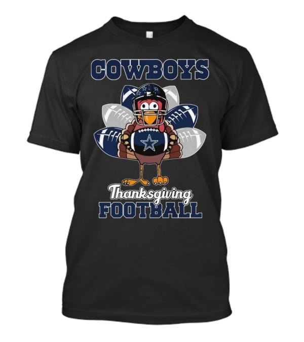 Cowboys Thanksgiving Football Turkey Holding Footballs T-Shirt