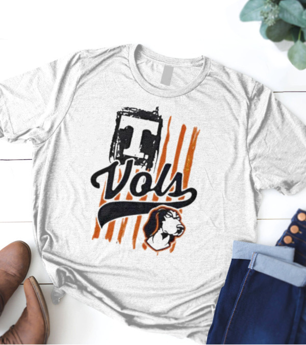 Vols T Logo With Dog And Orange Stripes T-Shirt