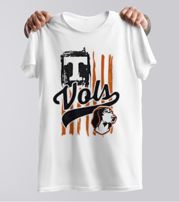 Vols T Logo With Dog And Orange Stripes T-Shirt