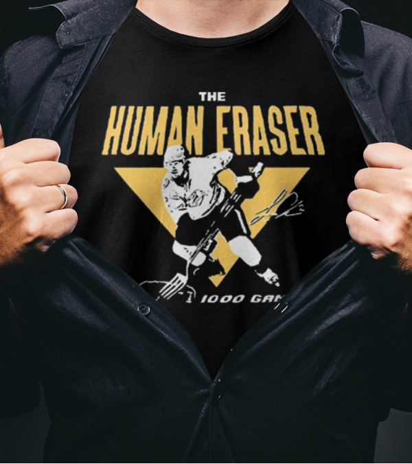 The Human Eraser Hockey 1000 Games T-Shirt