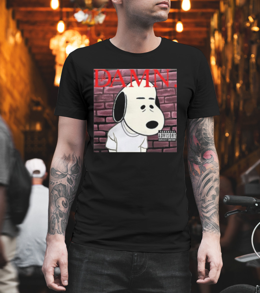 Damn. Snoopy Parental Advisory Brick Wall T-Shirt