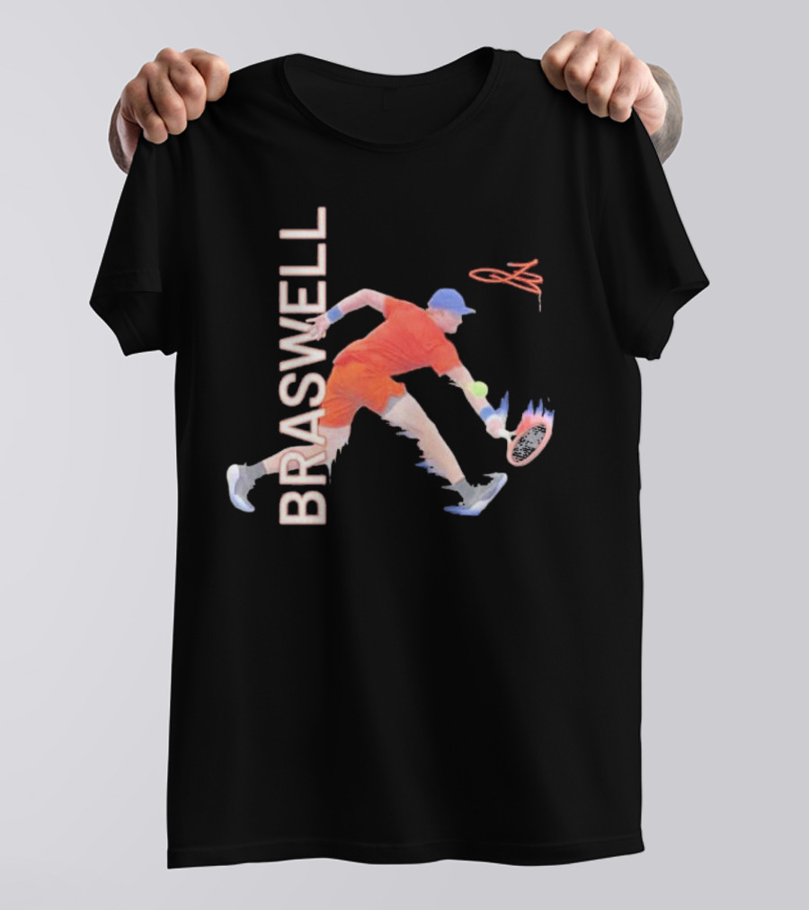 Braswell Tennis Player Signature Action With Dynamic Stroke T-Shirt