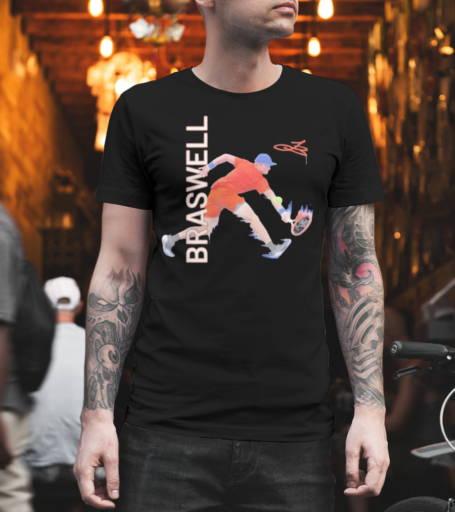 Braswell Tennis Player Signature Action With Dynamic Stroke T-Shirt
