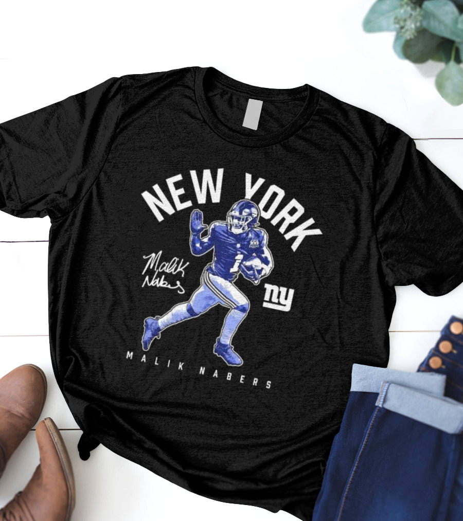 New York Malik Nabers Giants Stiff Arm T-Shirt