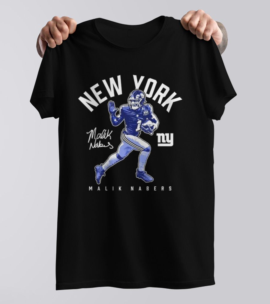 New York Malik Nabers Giants Stiff Arm T-Shirt