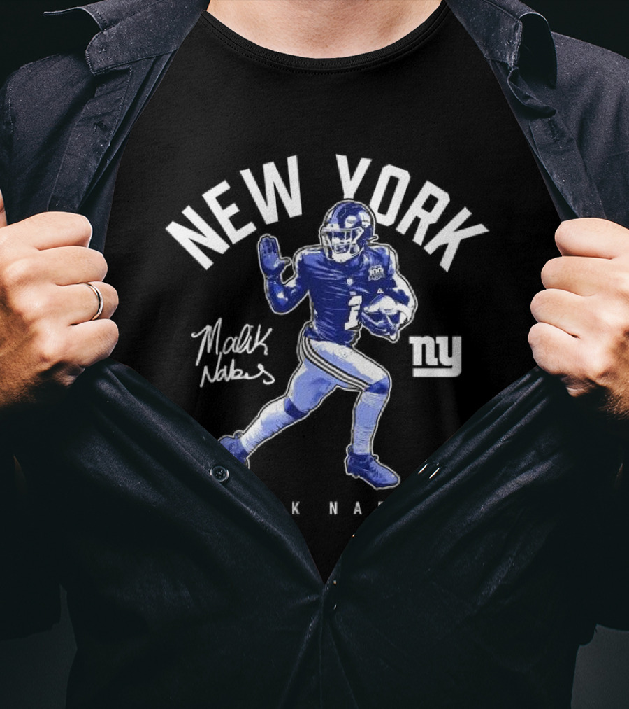 New York Malik Nabers Giants Stiff Arm T-Shirt